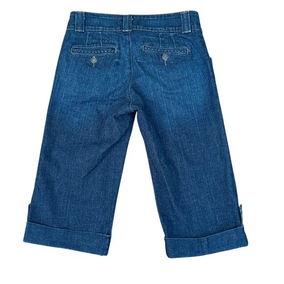 Cruel Girl Women's Midrise Dark Wash Cuffed Western Capri Jeans (5) - Picture 7 of 9